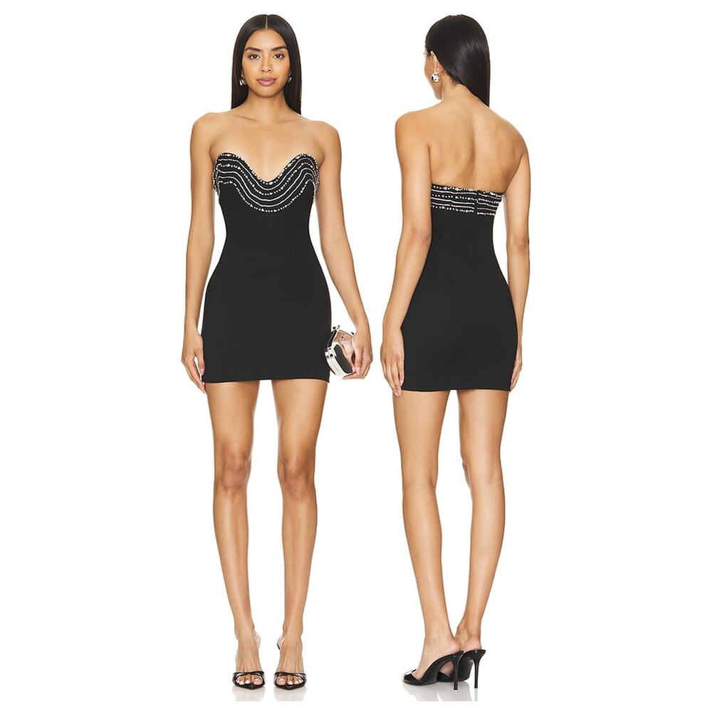 NBD Dextra Mini Dress Rhinestone Embellished Strapless Party Cocktail Hoco XL